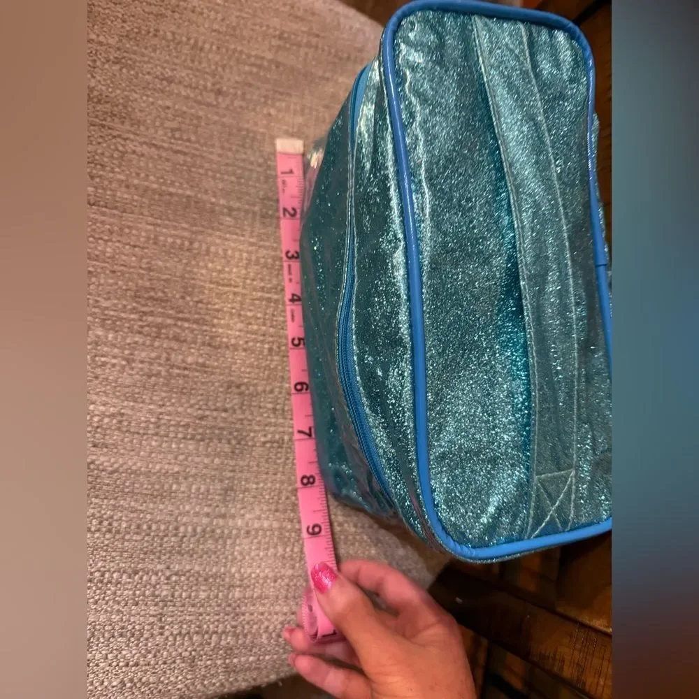 Elsa blue glitter cosmetic bag